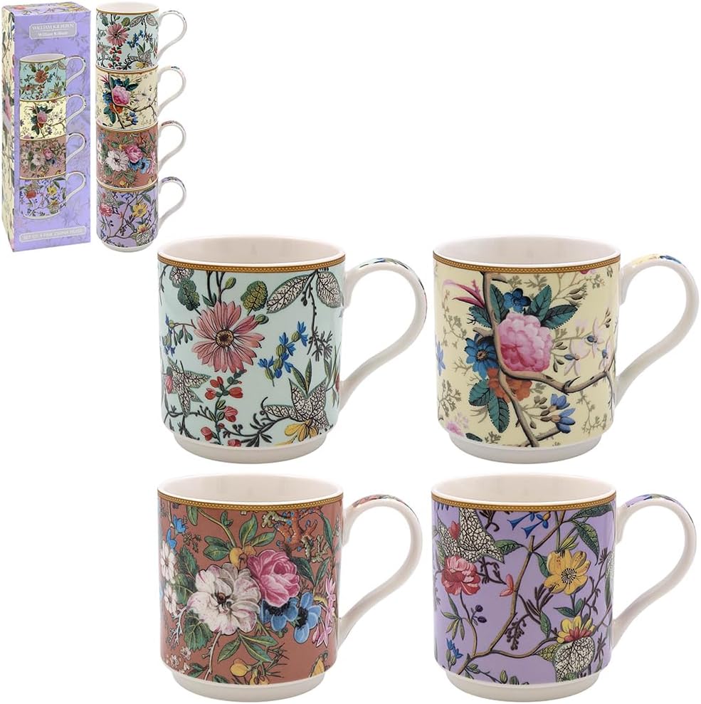 Lesser & Pavey Stacking Mugs Set of 4, Ceramic Coffee Cups Set for Home or Work, High Quality Design Mug Set for All Occasions, Beautiful Mugs for Tea, Coffee and Hot Drinks -