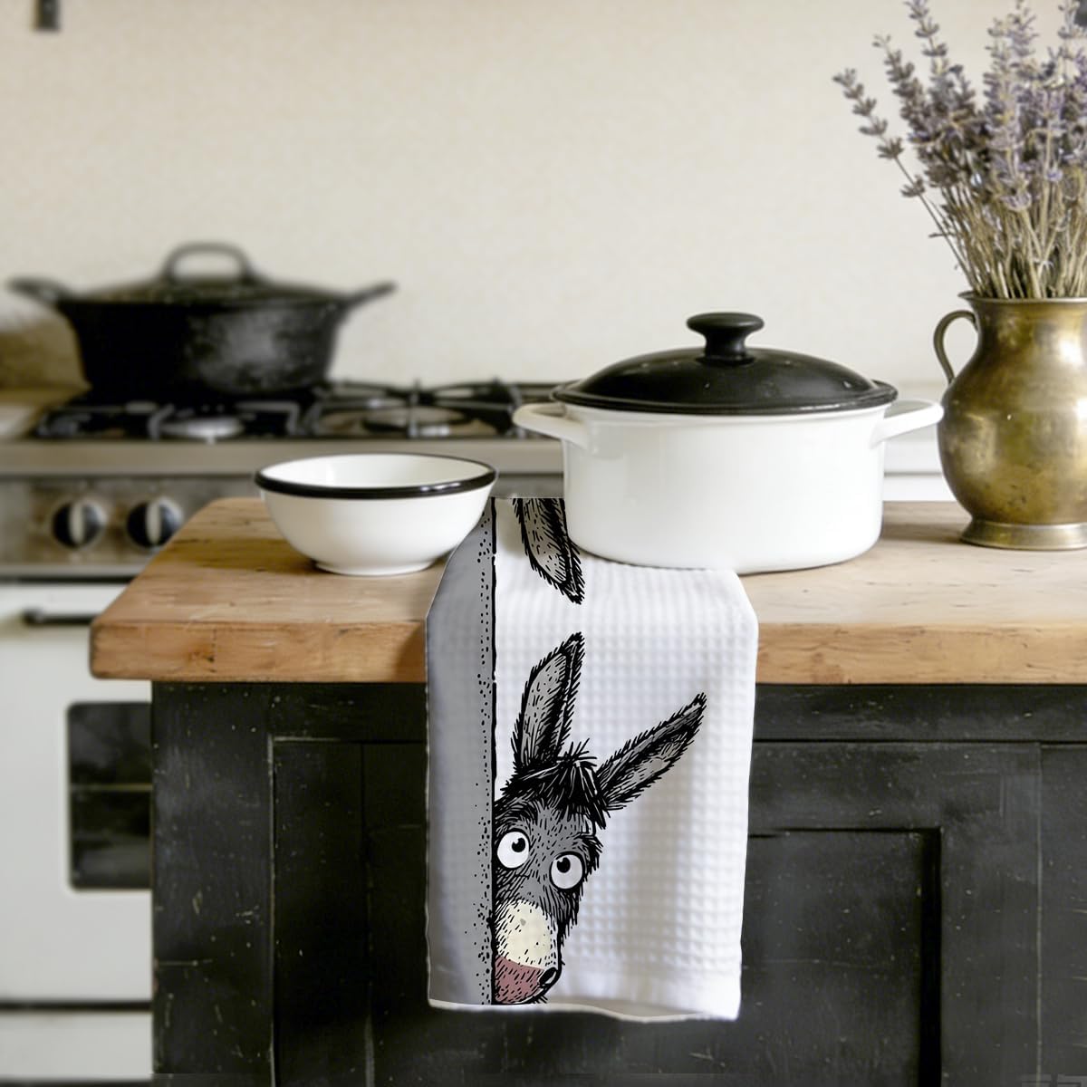 Kitchen Towels with Cute Donkey Design, Funny Donkey Print, Microfiber Dish Towels, Absorbent Waffle Weave, Durable Dish Towels for Kitchen, Home, Bathroom, Animal Lover Gifts – Bild 4