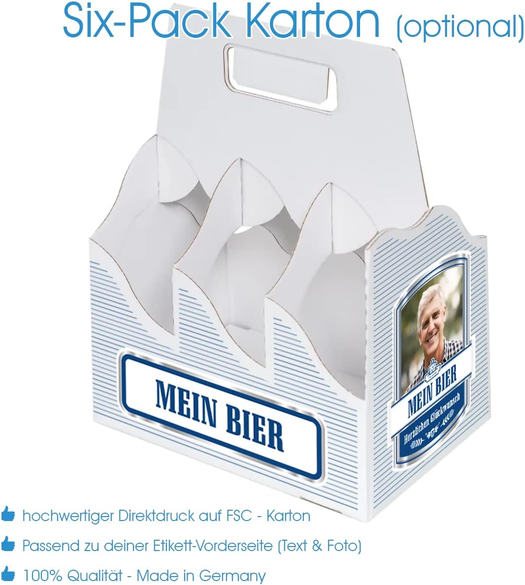 Beer Bottle Label Personalised with Photo & Text Sticker Set from 6 Pieces Motif: Max (Blue) – Bild 4