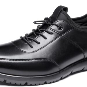 Poerkan Lightweight Leather Business Sneakers for Men - Arch Support, Odor Resistant and Anti Fatigue, for All Day Walk, Recommended by Physiotherapists