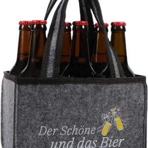 Men's Handbag Beer Bottle Bag 6 Bottles Beer Gifts for Men, Beauty and Beer Personalised Gifts for Men, Father, Son, Boyfriend, Grey