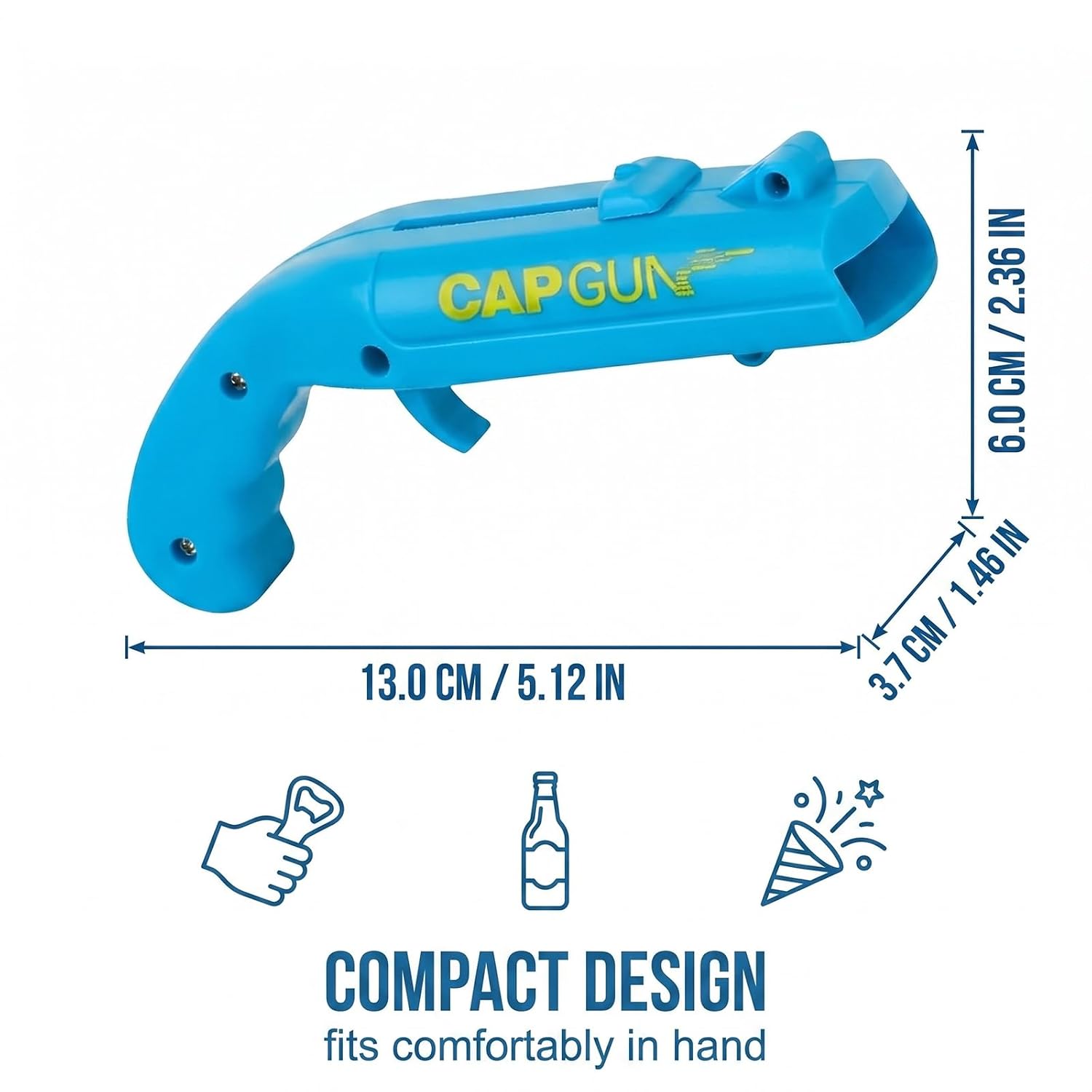 Bottle Opener Gun Set of 2 - Funny Beer Opener with Shot Function, Creative Men's Gifts for Parties & Bar, Plastic Bottle Opener Gadget for Bottle Caps, Blue & Grey – Bild 5