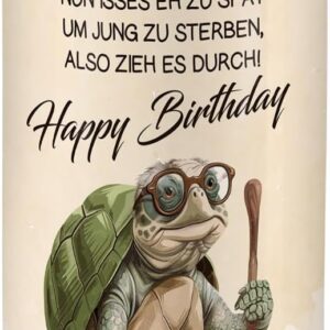Lustapotheke 1 Litre Beer Can with Funny Saying "zu spät um jung zu sterben", Personalised Birthday Gift Idea