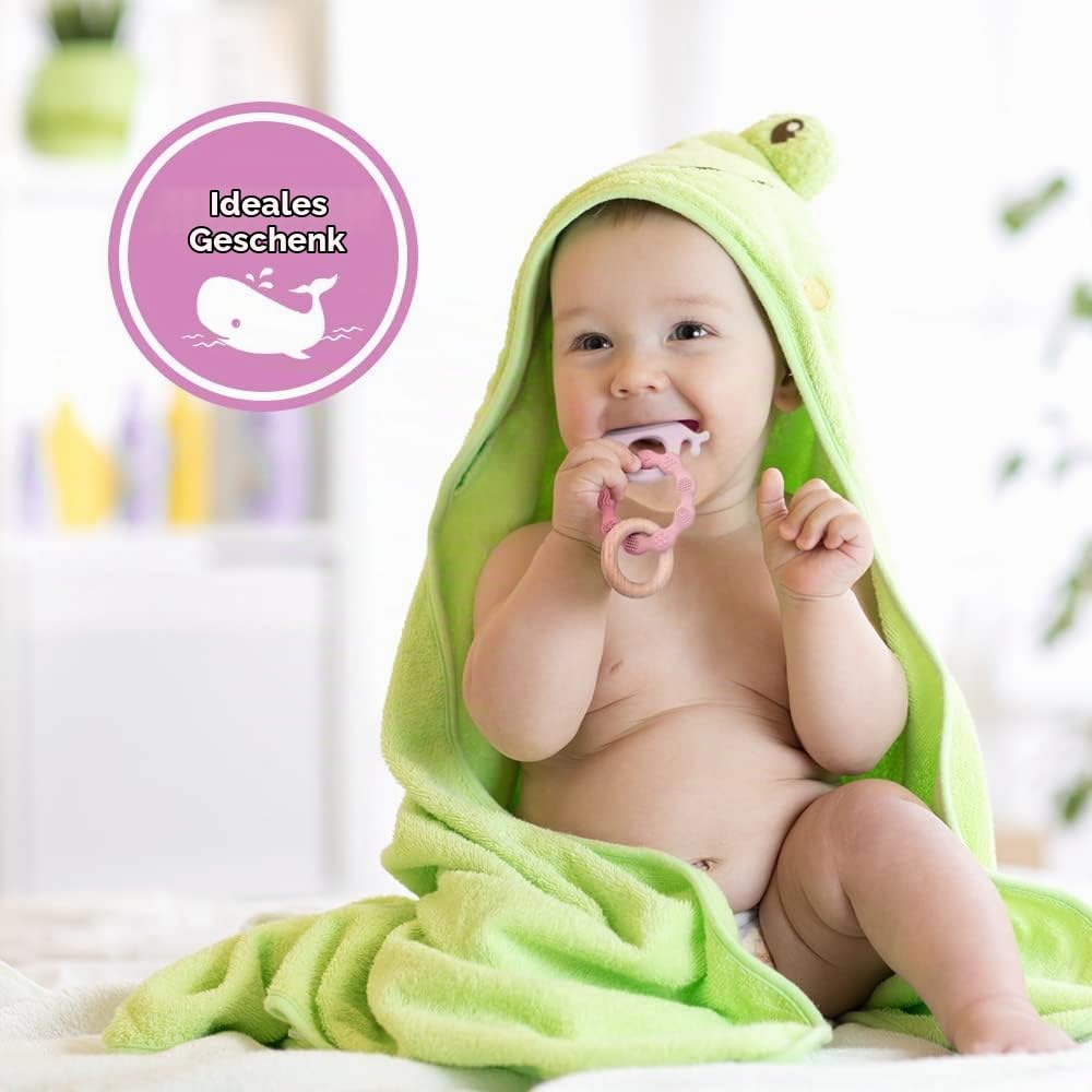 Vicloon Baby Teething Ring, Teething Toy, Teething Aid Made of Silicone & Wood, BPA-Free, Waltier Shape, Teething Nursing Accessories for 3 Months and Above Babies, Girls, Boys, Gift (Whale Pink) – Bild 6