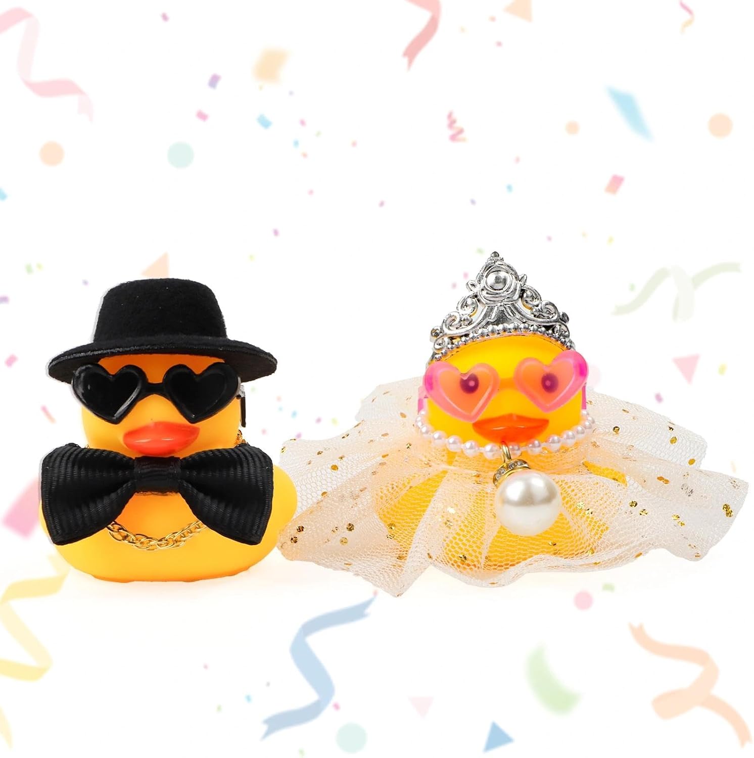 AKONE Pack of 2 Squeaky Duck Wedding Couple, Wedding Gifts for Newlyweds, Funny Couple Rubber Duck, Mini Bride and Groom Duck for Ceremony, Wedding Blessing, Wedding Gift