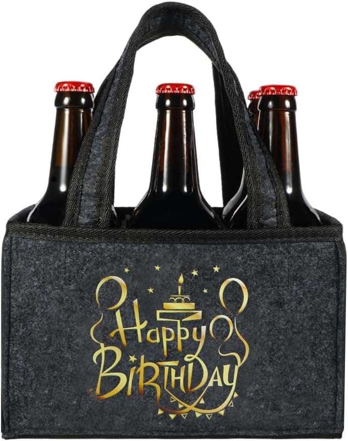 Senken Happy Birthday Men's Handbag Beer, Birthday Decoration, Beer Gifts for Men, Birthday Gift, Men's Gifts, Funny Gifts for Men, 6 Bottle Carriers