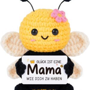 Gleevara Mum Gift – Hand Crocheted Bee Figurine with Energy Card