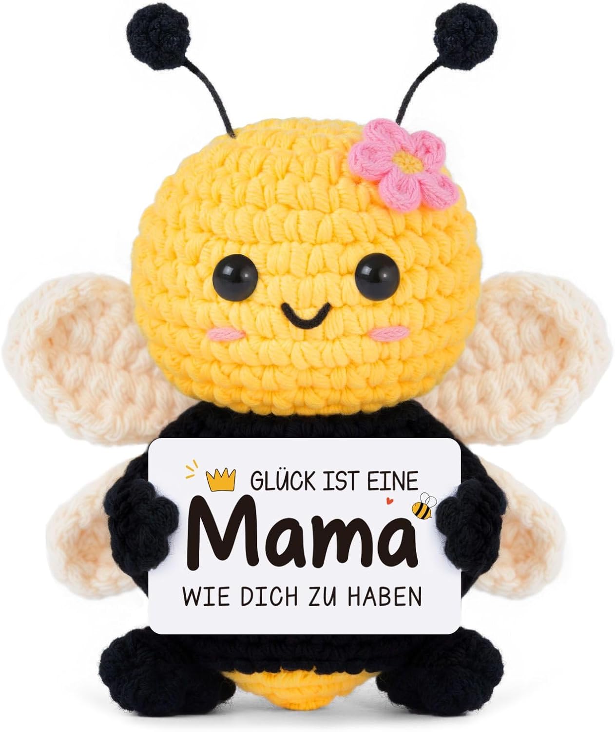 Gleevara Mum Gift - Hand Crocheted Bee Figurine with Energy Card