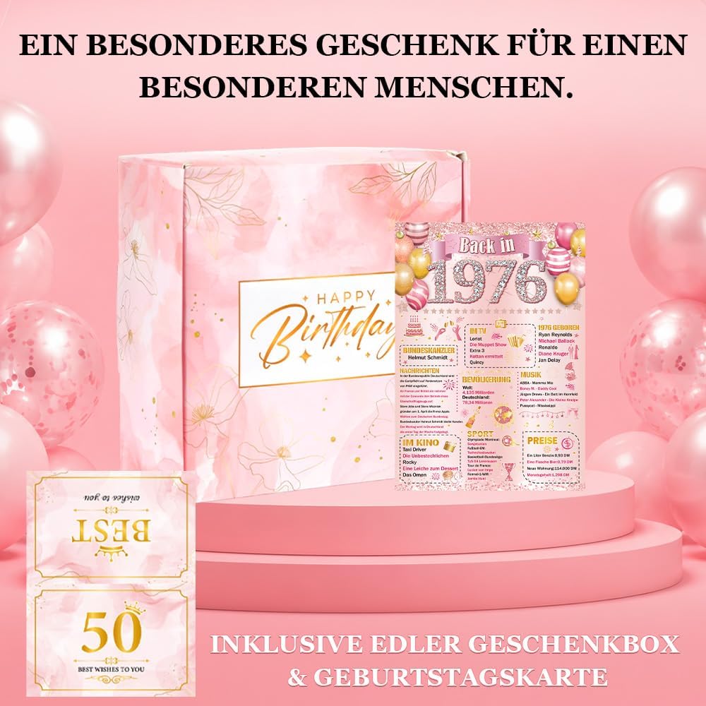 Birthday Women's Vintage Gift Set, Fashionable Carry Bag, Cosmetic Bag, Stainless Steel Thermal Mug, Greeting Card and Gift Box, Birthday Gift for Mum, Sister and Colleague, pink, Formal – Bild 6