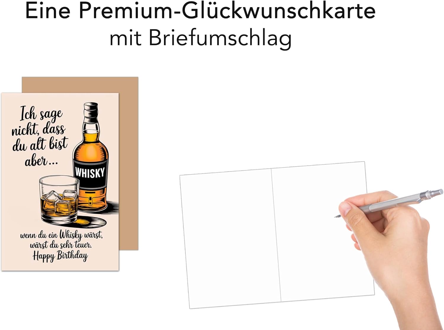Edition Seidel Premium Birthday Card with Envelope. Greeting Card with Funny Saying Birthday Man Woman Whisky (G3622 SW024) – Bild 2