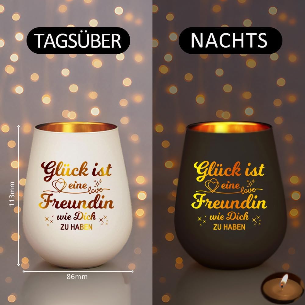 Glass Lantern with Saying Tea Light Holder Gift for Best Friend – Bild 3