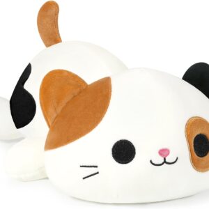 shownicer Plush Toy Cat Cuddly Toy Kawaii Cat Plush Cushion Toy Kitten Plush Throw Cushion Gift for Children Girls 3+ Years (Brown, 50 cm)