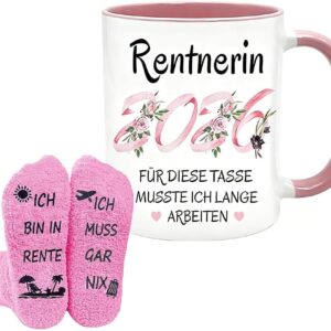 Retirement Gift Woman, Retirement Gift Women, Retirement 2026 Coffee Mug with Saying "Für Diese Tasse Musste Ich Lange Arbeiten, Rente Present for Girlfriend, Colleague, Mother, Teacher