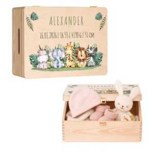 Maverton Erinnerungsbox Baby mit Namen, Aufbewahrungsbox mit Deckel