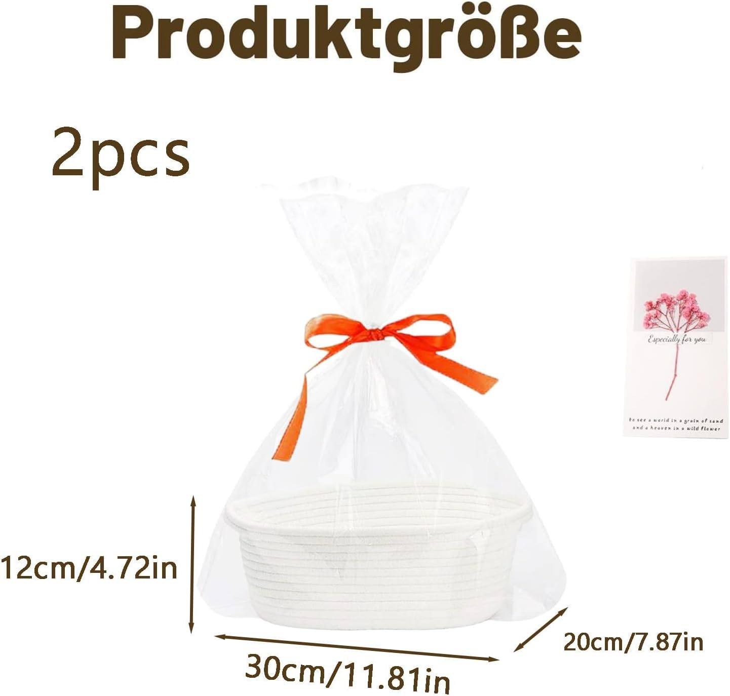 1 x White Gift Basket Empty Large Set, Basket for Gifts, Gift Basket, Empty, Gift Basket, with a Gift Basket and a Greeting Card, for Weddings, Parties, Birthdays and Holidays – Bild 2