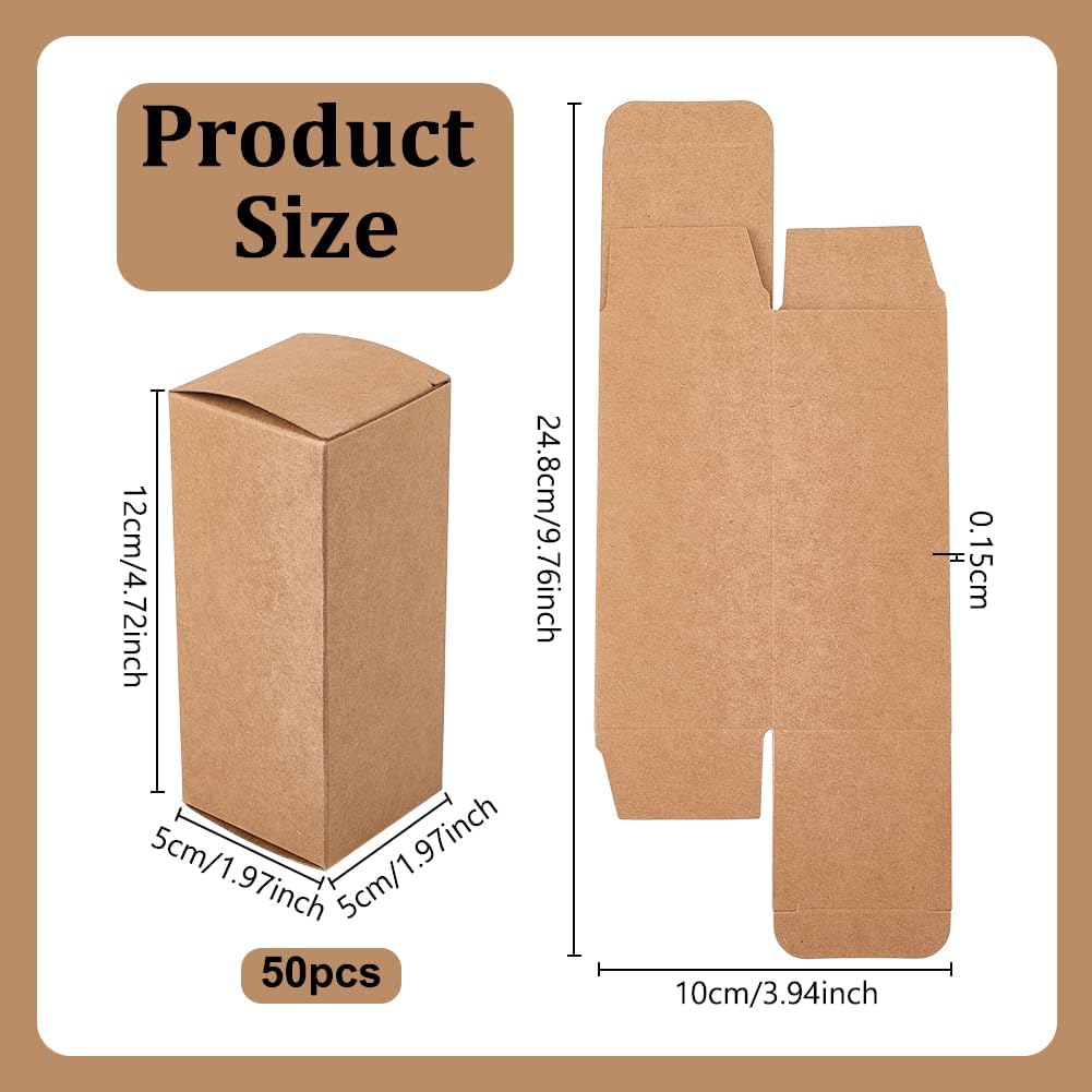OLYCRAFT Pack of 50 Kraft Cardboard Boxes 5 x 5 x 12 cm Rectangular Kraft Papers DIY Box Brown Cardboard Gift Boxes with Lid Lipstick Bottle Packaging Tube Storage Boxes for Jewellery Sweets – Bild 2