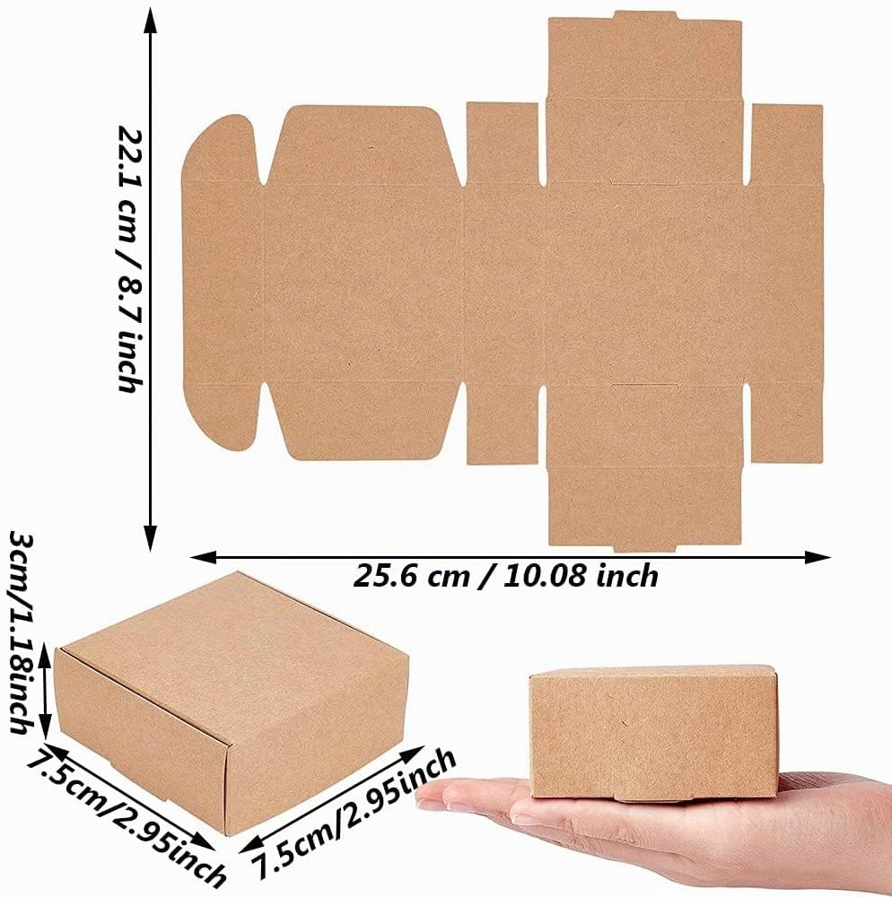 Aieraczy Pack of 30 Brown Gift Box, Small, 7.5 x 7.5 x 3 cm, Empty Chocolate Box, Mini Boxes, Cardboard Gift Box, Thank You Gifts for Birthday, Wedding, Christmas, Halloween – Bild 3