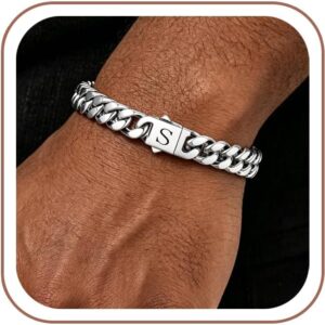 Herren Armband mit Buchstaben Edelstahl Armbänder Panzerkette