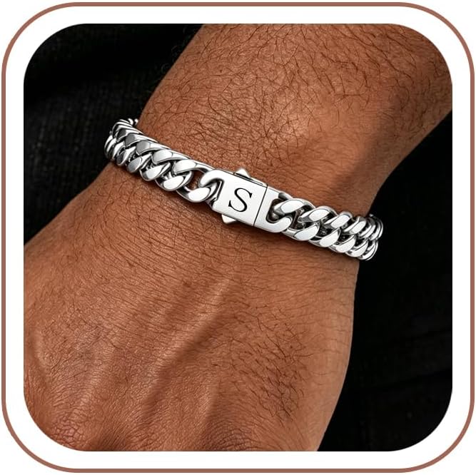 Herren Armband mit Buchstaben Edelstahl Armbänder Panzerkette