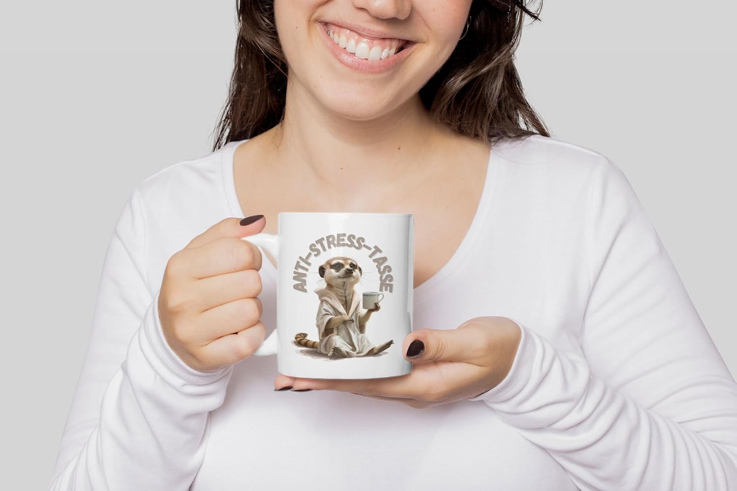 Funny Meerkat Mug 325 ml - Anti-Stress Coffee Mug for Office Made of White Ceramic with Saying - Funny Gift Idea – Bild 3