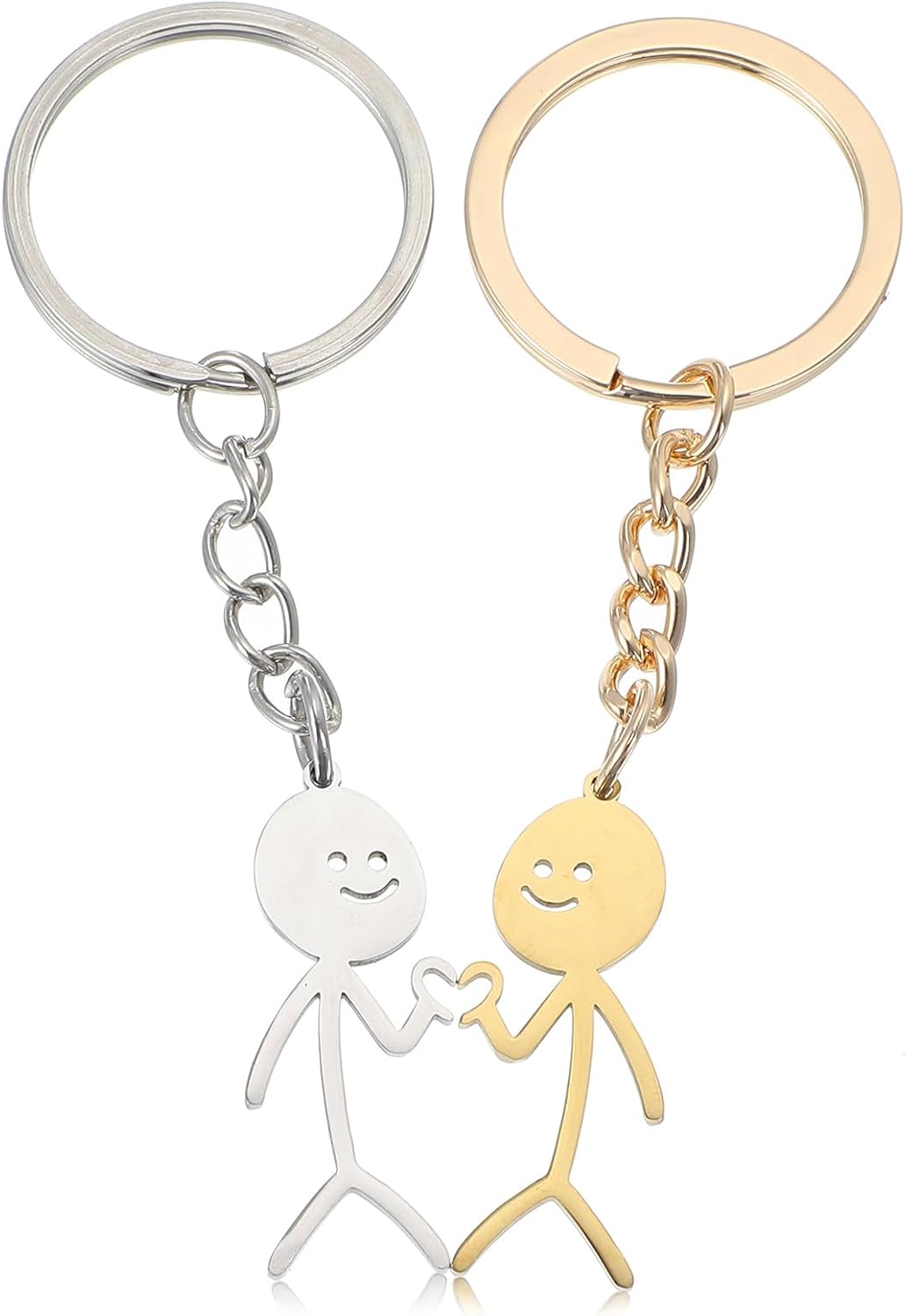 Ouligay Pack of 2 Couples Keyrings Couple Stickman Sign Language Key Chain Partner Key Chain Heart Couple Key Chain for Couples Girlfriend Anniversary Valentine's Day Gifts