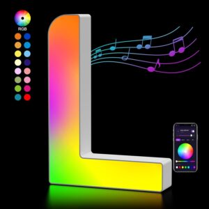 LED Letter Lights Alphabet, LED Light Letter, Colour Changeable with USB Power Supply, App Control, Dimmable, Decoration for Birthday, Christmas, Wedding, Party, Mother’s Day, Letters L