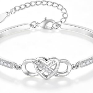 Infinity Armband Damen Silber Herz Armbänder Armreif Geschenke für Frauen