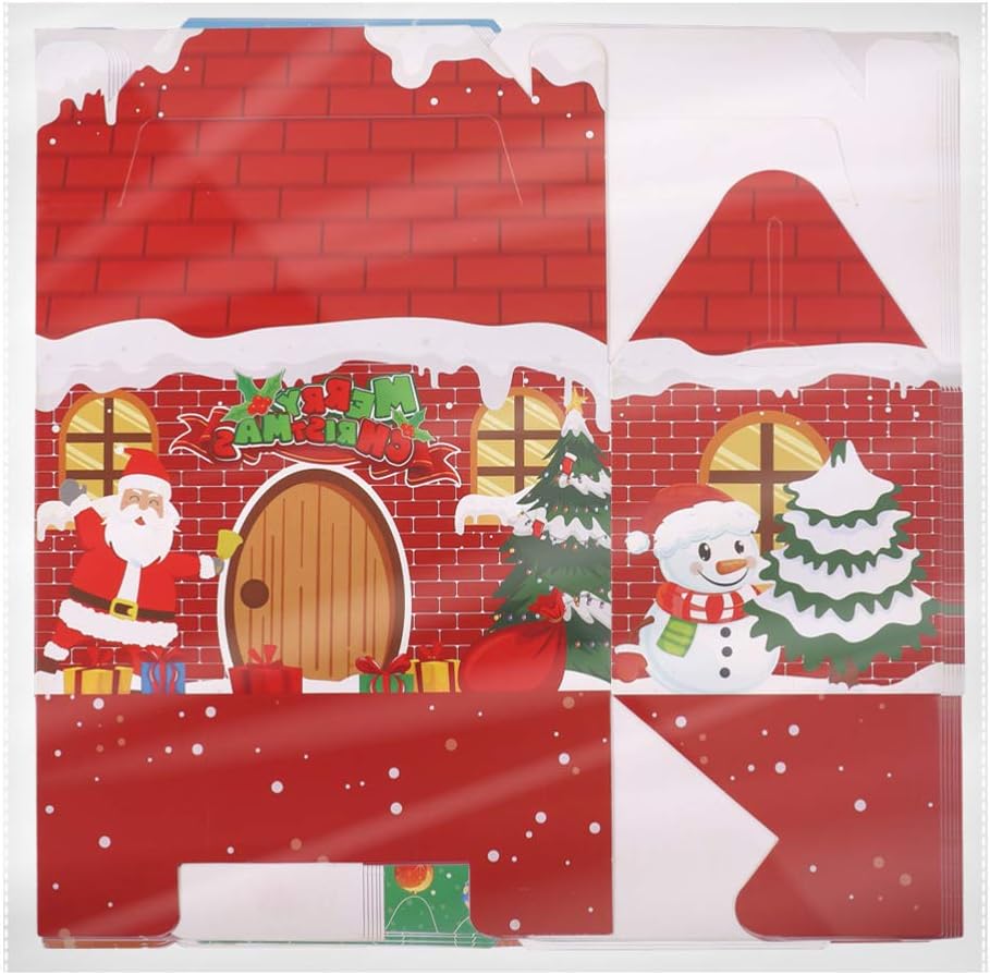 HEMOTON Christmas Party Gift Boxes 3D Christmas House Cardboard Gift Box Cardboard Gift Box Candy Goodie Cookie Box for Holiday Treats 15.5 x 9 x 9 cm – Bild 7
