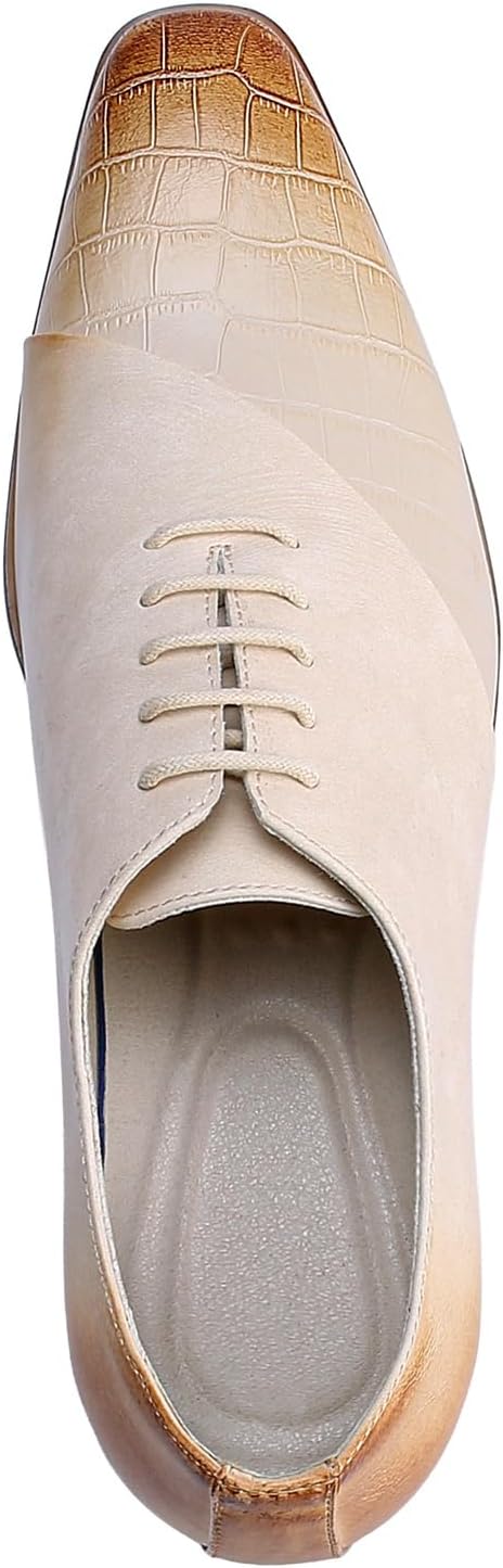 YFFUSHI Men's Suit Shoes Formal Leather Oxfords Crocodile Pattern Retro Shiny Business Shoes For Weddings – Bild 5