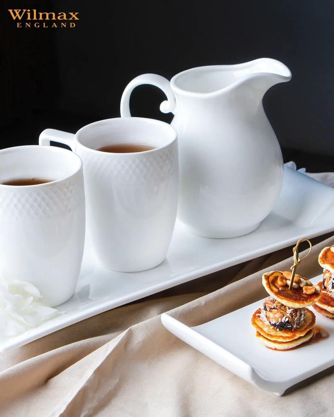 Wilmax Tea Cups & Coffee Cups Set of 2 Coffee Cups Porcelain Mug Set Cup for Tea Coffee Cappuccino Porcelain Cups with Handles for Office and Home White Gift Set 350 ml – Bild 5