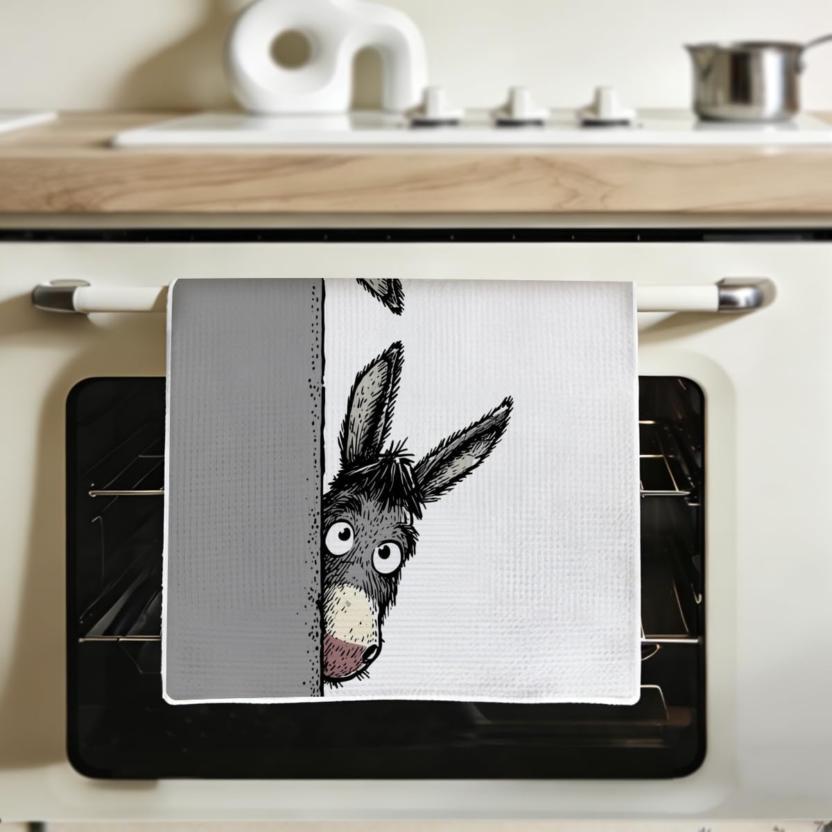 Kitchen Towels with Cute Donkey Design, Funny Donkey Print, Microfiber Dish Towels, Absorbent Waffle Weave, Durable Dish Towels for Kitchen, Home, Bathroom, Animal Lover Gifts – Bild 3