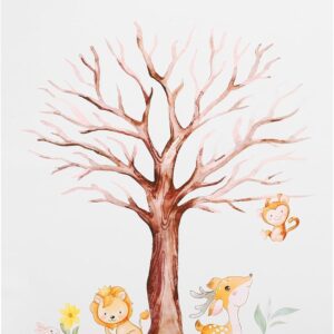 Artibetter Fingerprint Tree Guest Book for Gender Revelation with Blue and Pink Ink Pad, Creative Baby Shower Decoration for Gender Reveal Celebration, Includes Poster and Adhesive Dots