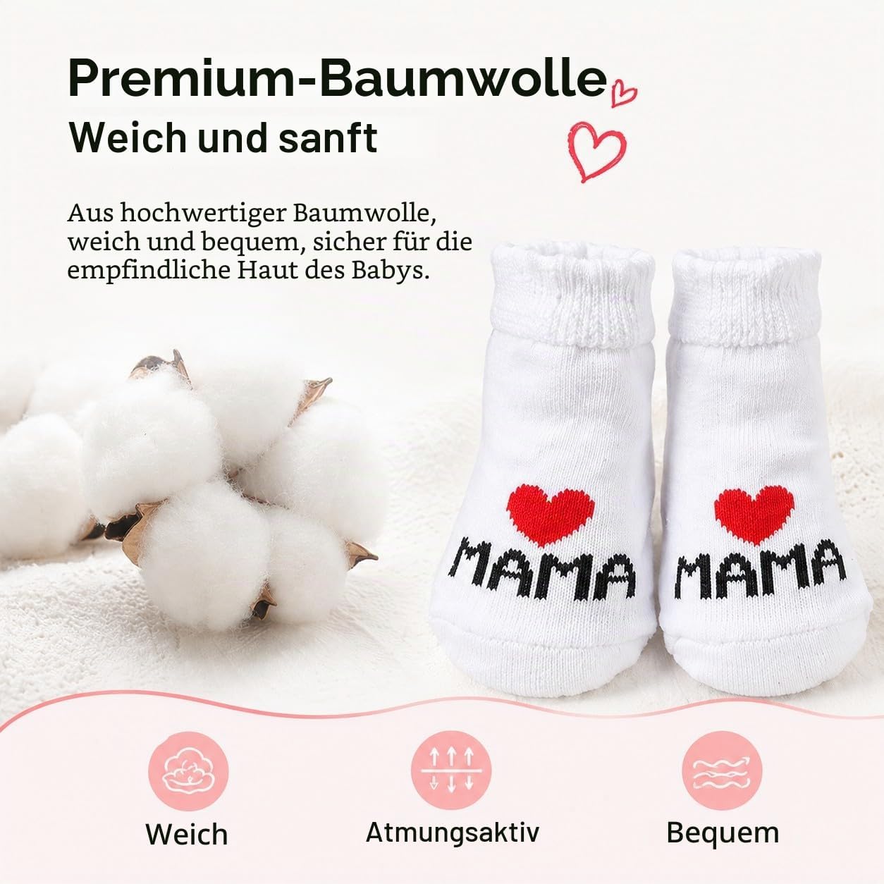 Distinct Baby Cotton Socks Cute Socks I Love Mum + I Love PaPa Newborn Toddler Baby Sock Boys Girls Cotton Small Socks Gift (2 Pairs) – Bild 4