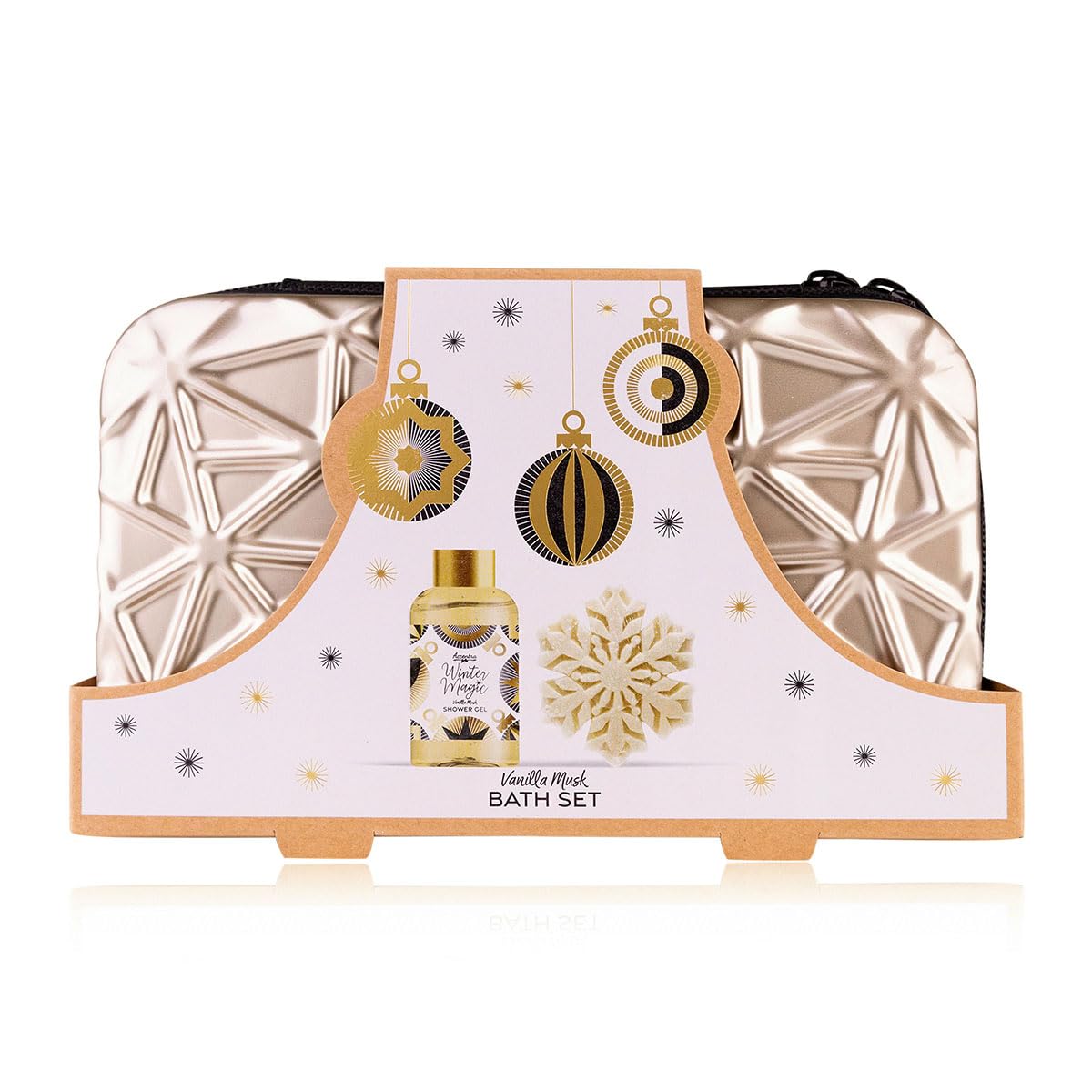 Accentra Winter Magic Bath Set in Cosmetic Case, 2-Piece Wellness Gift Set for Women with Shower Gel & Soap, Vanilla Musk Fragrance, Stylish Care Set with Hard Case Case, Ideal Christmas Gift
