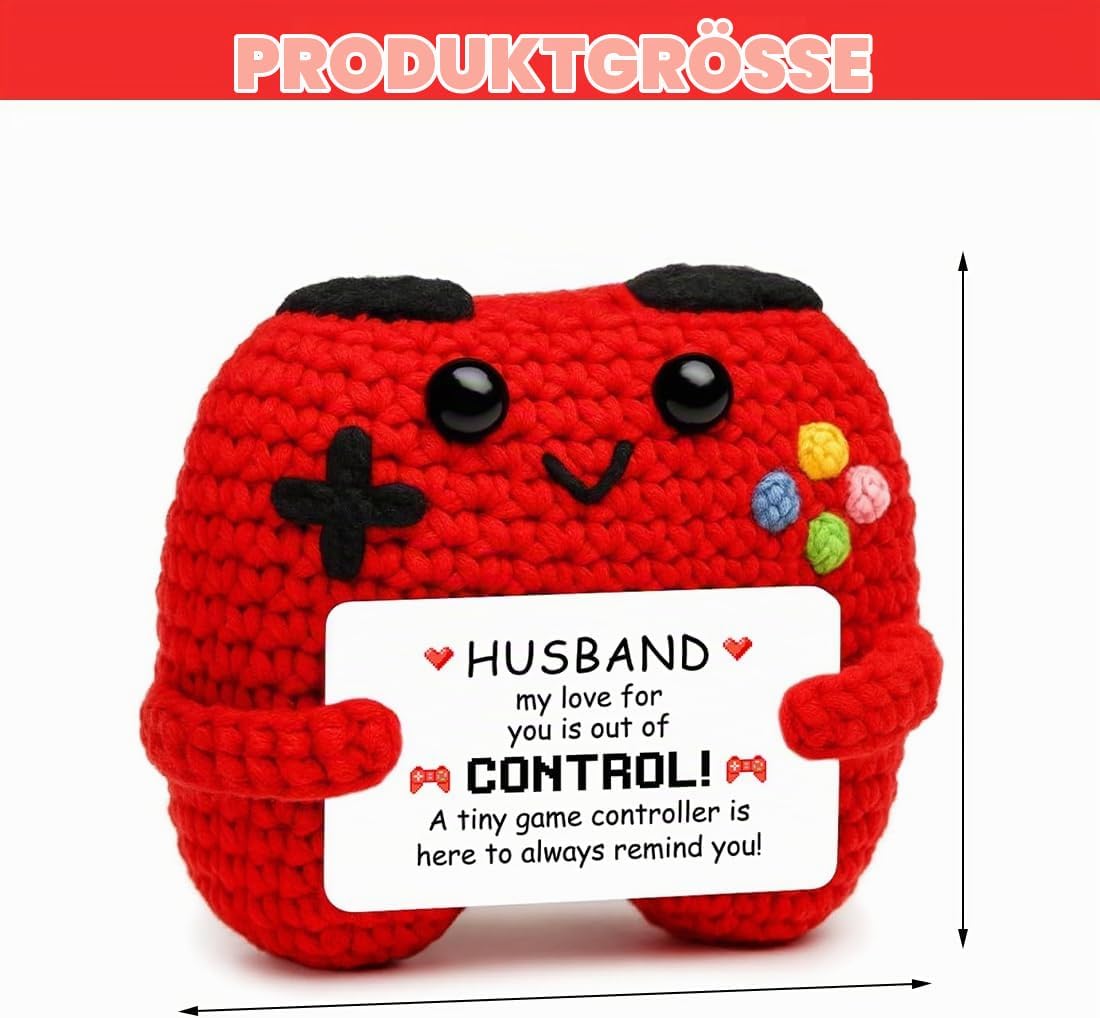 HUKUMA Crochet Game Controller, I Love You Gifts for Husband, Romantic Gift, Pocket Hug, Positive Game Controller, Plush, Funny Small Gift for Valentine's Day, Wedding, Anniversary – Bild 2