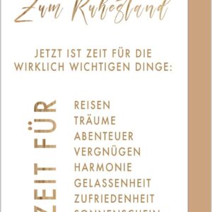 Edition Seidel Premium Retirement Greeting Card with Envelope Greeting Card with Saying Billet Pension Farewell Retirement Man Woman (R138 SW024)