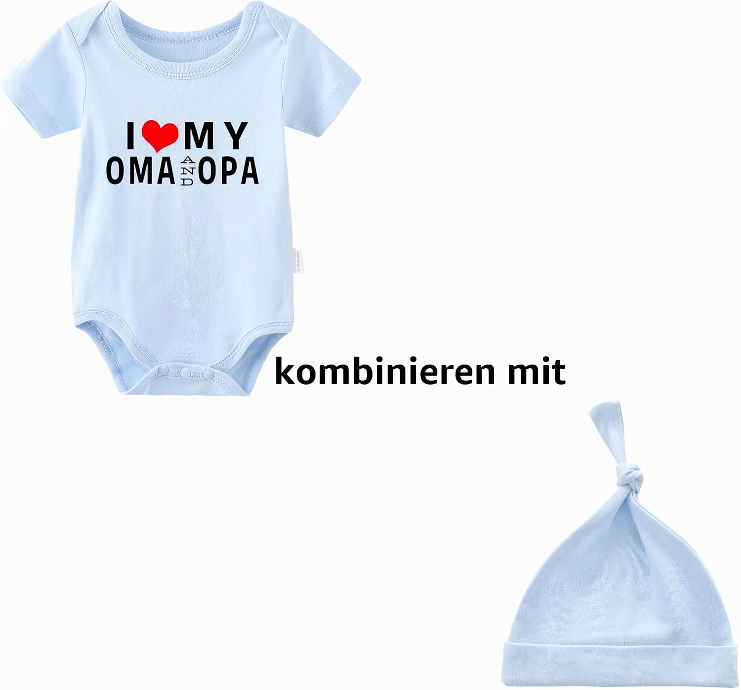 Baby Twins Romper I Love My Grandma Grandpa Fun Baby Bodysuit Short Sleeve Gift for Birth Baby Boys Girls Twins Baby Clothing with Hat – Bild 3