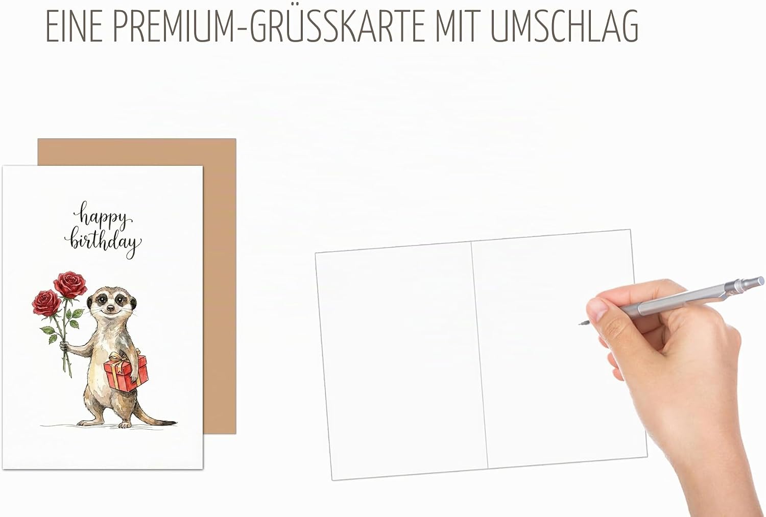 Edition Seidel Premium Birthday Card with Envelope Greeting Card Birthday Card English for Man Woman Child Meerkat Roses Gift (G3891 SW026) – Bild 2