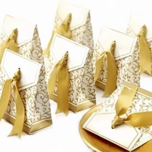 JZK 50 pieces oro small boxes for party favours, sweets, weddings, birthdays, christenings, graduations, communion, Christmas, parties or various occasions, sugar almonds, sweets