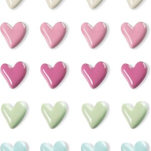 Pack of 20 Colourful Heart Magnets for Fridge & Whiteboard, 3D Strong Decorative Fridge Magnets in Heart Shape for Kitchen, Office, Classroom, Locker, Cute Magnets for Blackboard, Cupboard, for