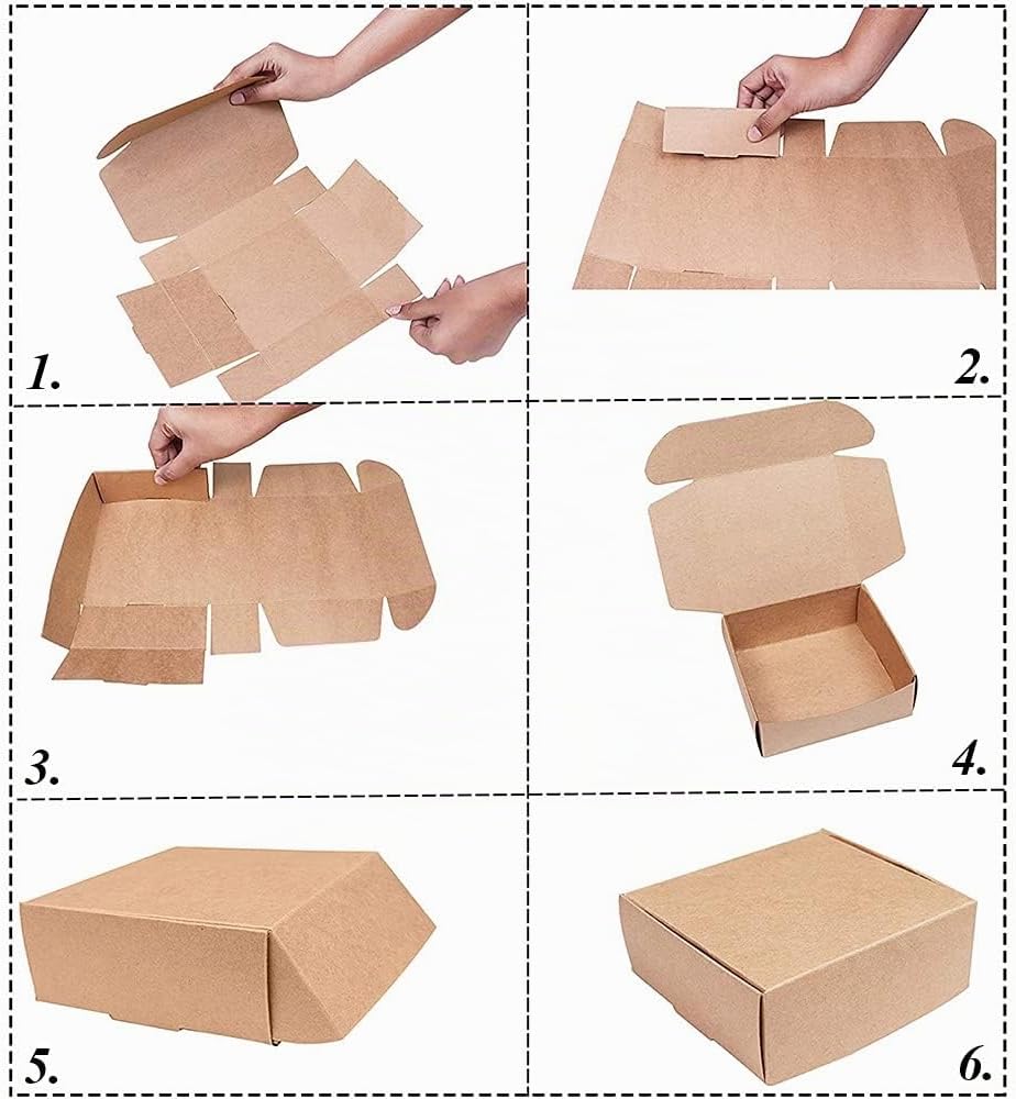 Aieraczy Pack of 30 Brown Gift Box, Small, 7.5 x 7.5 x 3 cm, Empty Chocolate Box, Mini Boxes, Cardboard Gift Box, Thank You Gifts for Birthday, Wedding, Christmas, Halloween – Bild 4