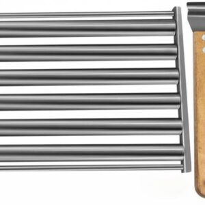 Grillrost Wurstkorb Grillgitter Wursthalter Wurstroller aus Edelstahl mit Abnehmbarem Holzgriff Und Platzsparender Bauweise für Picknick Camping Terrasse Garten, Groß