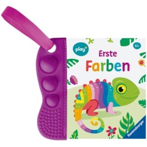Ravensburger Play+ flip&pop: Erste Farben (Mein allererstes Beißbuch), Baby-Buch ab 6 Monate, Badebuch mit Pop-Its: Mein allererstes Beißbuch
