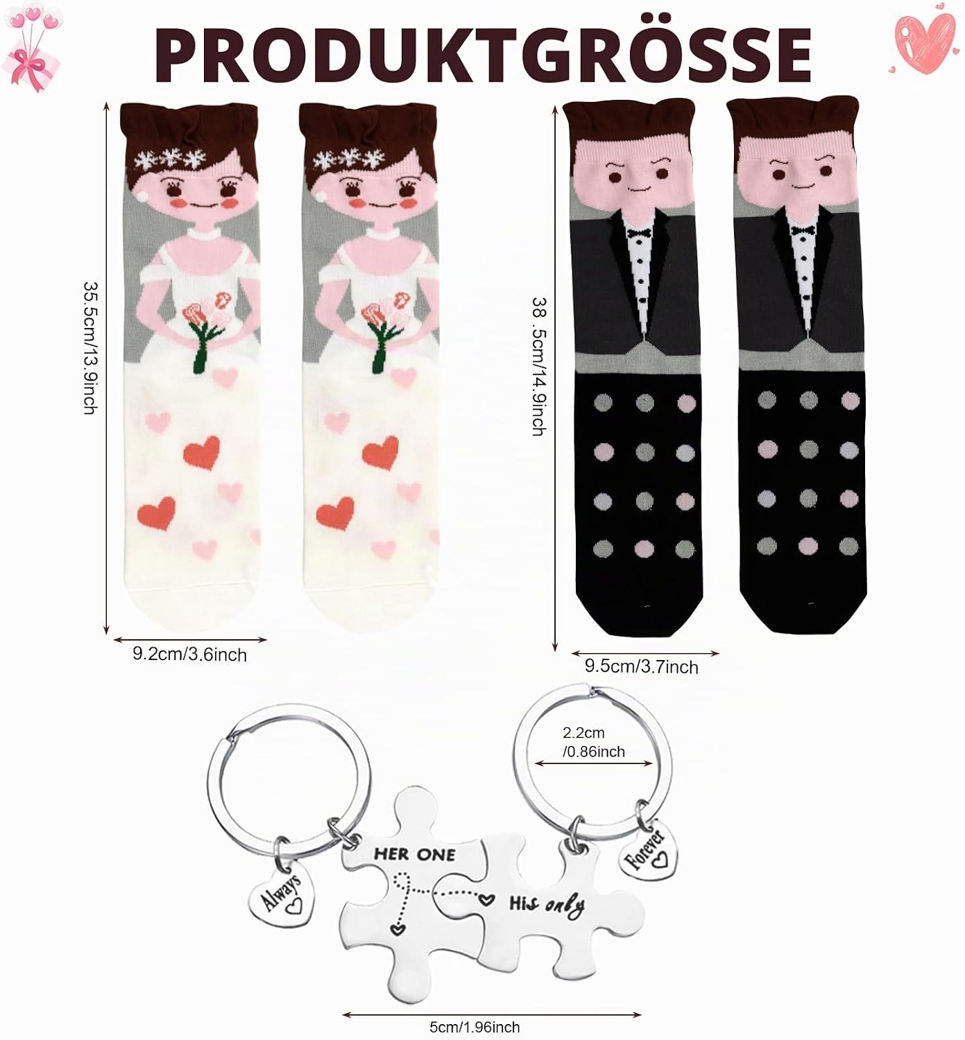 Funny Wedding Socks with Magnet, Bride and Groom Couple Socks, Gift for Wedding Anniversary and Wedding Party – Bild 4