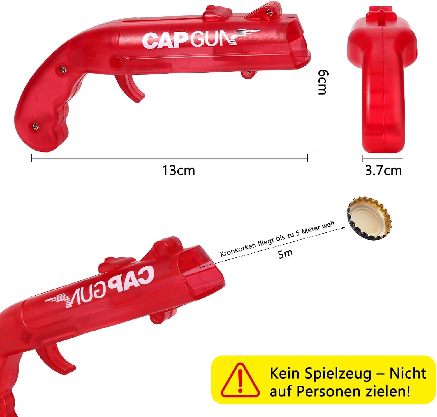 Bottle Opener Gun Funny, Beer Opener Gun for Bar, Party, Home and Football Nights, Beer Gifts for Men, Dad and Husband, 4 Pack (Black, Red, Green, Turquoise) – Bild 7