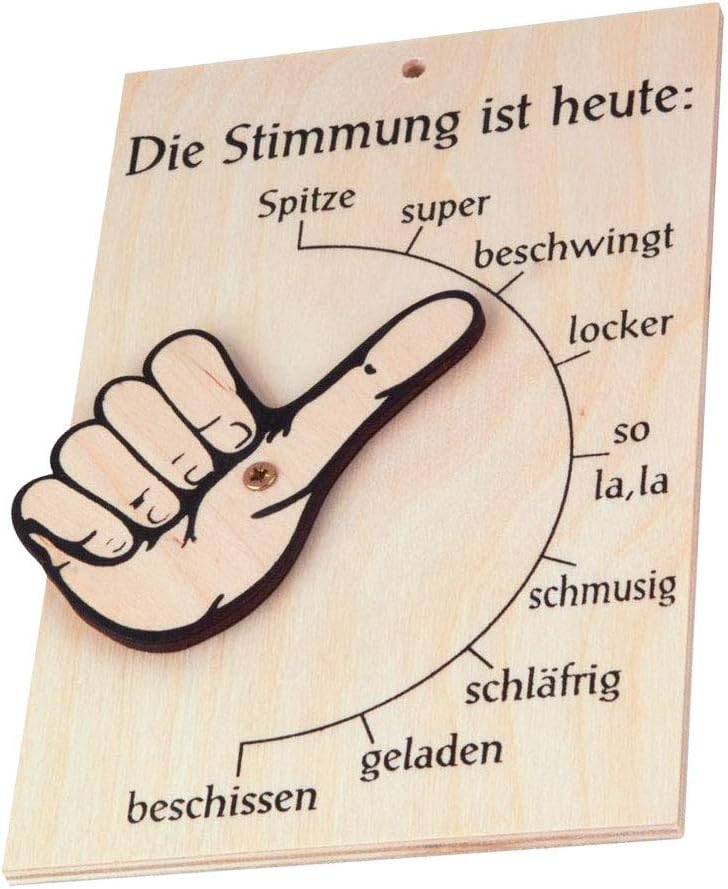 Spruchreif Mood Barometer, Mood Indicator, Thumb with Movable Hand, Door Sign, Funny Gifts, Gifts for Colleagues, Office Fun (German Language) – Bild 5
