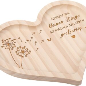 Geiserailie Gifts for Women Heart Shaped Wooden Tray with Engraving