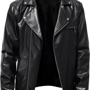 Generisch Leather Jacket Men's Bomber Jacket Biker Jacket Motorcycle Jacket Leather Coat Biker Jacket Vintage 50s Outfit Faux Leather Jacket