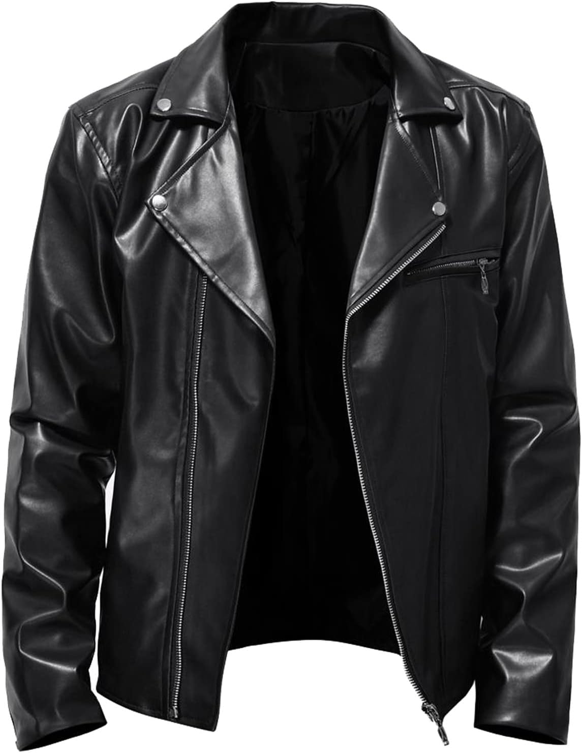 Generisch Leather Jacket Men's Bomber Jacket Biker Jacket Motorcycle Jacket Leather Coat Biker Jacket Vintage 50s Outfit Faux Leather Jacket