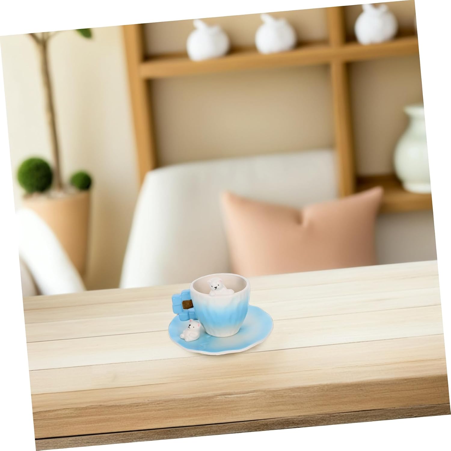 Cute Polar Bear Coffee Cup with Saucer Ceramic Tea Cups Set for Afternoon Coffee Design Safe Easy to Clean Gift for Home and Bar – Bild 6